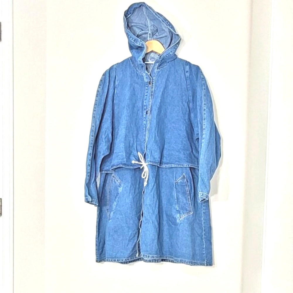 Jasonó Creation Vintage Blue Jean 100% Cotton Drawstring Waist Hooded Jacket 14